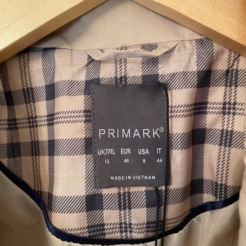 NWT! Primark Beige Double-Breasted Trench Coat Size 8 Preppy Fall Winter Trendy - Picture 3 of 11